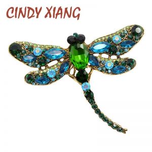 מצאתי המלצות וקופנים מרחבי הרשת תכשיטים -jewelry CINDY XIANG Crystal Vintage Dragonfly Brooches for Women Large Insect Brooch Pin Fashion Dress Coat Accessories Cute Jewelry