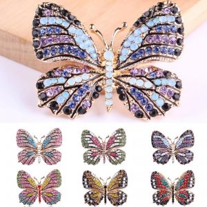 מצאתי המלצות וקופנים מרחבי הרשת תכשיטים -jewelry Fashion Butterfly Brooches For Women Perfect Rhinestone Crystal Hijab Pins Christmas Gift Brooches