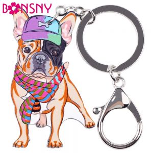 מצאתי המלצות וקופנים מרחבי הרשת תכשיטים -jewelry Bonsny Acrylic Dog Jewelry French Bulldog Key Chain Key Ring Pom Gift For Women Girl Bag Charm Keychain Pendant Jewelry